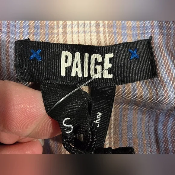 Paige Men's Everett Plaid Button Down Shirt In Toasted Vanilla Size Small - Picture 6 of 8